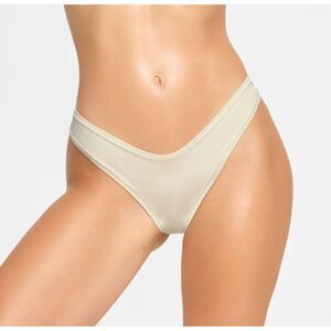 Women SKIMS Cotton Jersey Dipped Thong in Bone Size 4X